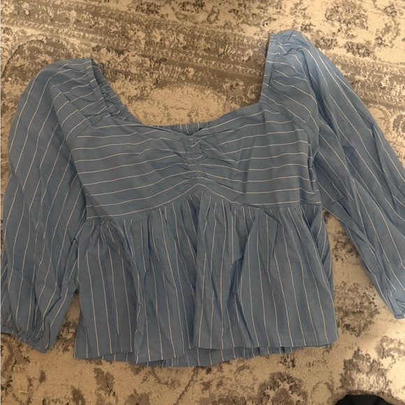 Old Navy Light Blue Striped Blouse - Picture 1 of 5